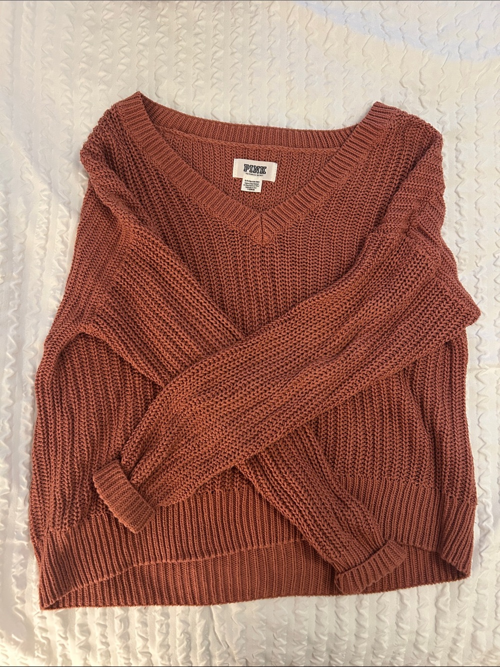 PINK Victoria's Secret oversized V-Neck Sweater in Rusty Orange